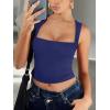 imageREORIA Butsmooth Womens Square Neck Going Out Crop Tops Double Lined Cute Basic Tank Tops 2025 ClothesDeep Blue