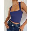 imageREORIA Butsmooth Womens Square Neck Going Out Crop Tops Double Lined Cute Basic Tank Tops 2025 ClothesDeep Blue