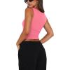 imageREORIA Butsmooth Womens Square Neck Going Out Crop Tops Double Lined Cute Basic Tank Tops 2025 ClothesDeep Pink