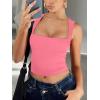 imageREORIA Butsmooth Womens Square Neck Going Out Crop Tops Double Lined Cute Basic Tank Tops 2025 ClothesDeep Pink