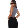 imageREORIA Butsmooth Womens Square Neck Going Out Crop Tops Double Lined Cute Basic Tank Tops 2025 ClothesGrey