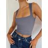 imageREORIA Butsmooth Womens Square Neck Going Out Crop Tops Double Lined Cute Basic Tank Tops 2025 ClothesGrey