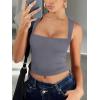 imageREORIA Butsmooth Womens Square Neck Going Out Crop Tops Double Lined Cute Basic Tank Tops 2025 ClothesGrey