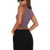 imageREORIA Butsmooth Womens Square Neck Going Out Crop Tops Double Lined Cute Basic Tank Tops 2025 ClothesGrey Purple