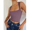 imageREORIA Butsmooth Womens Square Neck Going Out Crop Tops Double Lined Cute Basic Tank Tops 2025 ClothesGrey Purple