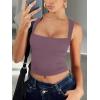 imageREORIA Butsmooth Womens Square Neck Going Out Crop Tops Double Lined Cute Basic Tank Tops 2025 ClothesGrey Purple