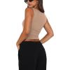 imageREORIA Butsmooth Womens Square Neck Going Out Crop Tops Double Lined Cute Basic Tank Tops 2025 ClothesKhaki
