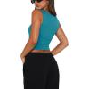 imageREORIA Butsmooth Womens Square Neck Going Out Crop Tops Double Lined Cute Basic Tank Tops 2025 ClothesLake Blue