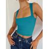 imageREORIA Butsmooth Womens Square Neck Going Out Crop Tops Double Lined Cute Basic Tank Tops 2025 ClothesLake Blue