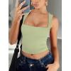 imageREORIA Butsmooth Womens Square Neck Going Out Crop Tops Double Lined Cute Basic Tank Tops 2025 ClothesLight Green