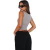 imageREORIA Butsmooth Womens Square Neck Going Out Crop Tops Double Lined Cute Basic Tank Tops 2025 ClothesLight Grey
