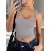 imageREORIA Butsmooth Womens Square Neck Going Out Crop Tops Double Lined Cute Basic Tank Tops 2025 ClothesLight Grey