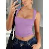 imageREORIA Butsmooth Womens Square Neck Going Out Crop Tops Double Lined Cute Basic Tank Tops 2025 ClothesLight Purple