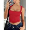 imageREORIA Butsmooth Womens Square Neck Going Out Crop Tops Double Lined Cute Basic Tank Tops 2025 ClothesRed