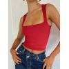 imageREORIA Butsmooth Womens Square Neck Going Out Crop Tops Double Lined Cute Basic Tank Tops 2025 ClothesRed