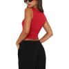 imageREORIA Butsmooth Womens Square Neck Going Out Crop Tops Double Lined Cute Basic Tank Tops 2025 ClothesRed