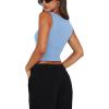 imageREORIA Butsmooth Womens Square Neck Going Out Crop Tops Double Lined Cute Basic Tank Tops 2025 ClothesSky Blue