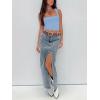 imageREORIA Butsmooth Womens Square Neck Going Out Crop Tops Double Lined Cute Basic Tank Tops 2025 ClothesSky Blue
