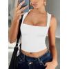 imageREORIA Butsmooth Womens Square Neck Going Out Crop Tops Double Lined Cute Basic Tank Tops 2025 ClothesWhite