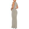 imageREORIA Womens Basic Summer Sexy Lounge Tank Long Dress Elegant Sleeveless Halter Neck Bodycon Maxi DressesAntique Pewter