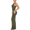 imageREORIA Womens Basic Summer Sexy Lounge Tank Long Dress Elegant Sleeveless Halter Neck Bodycon Maxi DressesArmy Green