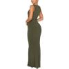 imageREORIA Womens Basic Summer Sexy Lounge Tank Long Dress Elegant Sleeveless Halter Neck Bodycon Maxi DressesArmy Green