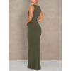 imageREORIA Womens Basic Summer Sexy Lounge Tank Long Dress Elegant Sleeveless Halter Neck Bodycon Maxi DressesArmy Green