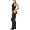 imageREORIA Womens Basic Summer Sexy Lounge Tank Long Dress Elegant Sleeveless Halter Neck Bodycon Maxi DressesBlack