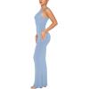 imageREORIA Womens Basic Summer Sexy Lounge Tank Long Dress Elegant Sleeveless Halter Neck Bodycon Maxi DressesBlue