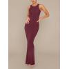 imageREORIA Womens Basic Summer Sexy Lounge Tank Long Dress Elegant Sleeveless Halter Neck Bodycon Maxi DressesBurgundy