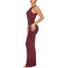 imageREORIA Womens Basic Summer Sexy Lounge Tank Long Dress Elegant Sleeveless Halter Neck Bodycon Maxi DressesBurgundy