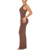 imageREORIA Womens Basic Summer Sexy Lounge Tank Long Dress Elegant Sleeveless Halter Neck Bodycon Maxi DressesCoffee