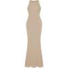 imageREORIA Womens Basic Summer Sexy Lounge Tank Long Dress Elegant Sleeveless Halter Neck Bodycon Maxi DressesKhaki
