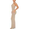 imageREORIA Womens Basic Summer Sexy Lounge Tank Long Dress Elegant Sleeveless Halter Neck Bodycon Maxi DressesKhaki