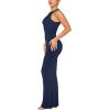 imageREORIA Womens Basic Summer Sexy Lounge Tank Long Dress Elegant Sleeveless Halter Neck Bodycon Maxi DressesNavy Blue