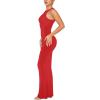 imageREORIA Womens Basic Summer Sexy Lounge Tank Long Dress Elegant Sleeveless Halter Neck Bodycon Maxi DressesRed