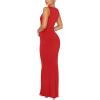 imageREORIA Womens Basic Summer Sexy Lounge Tank Long Dress Elegant Sleeveless Halter Neck Bodycon Maxi DressesRed