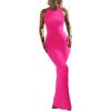 imageREORIA Womens Basic Summer Sexy Lounge Tank Long Dress Elegant Sleeveless Halter Neck Bodycon Maxi DressesRose Red