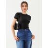 imageREORIA Womens Crew Neck Short Sleeve Tops Double Lined Slim Fit T Shirts Basic TeeBlack
