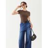 imageREORIA Womens Crew Neck Short Sleeve Tops Double Lined Slim Fit T Shirts Basic TeeCoffee