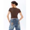 imageREORIA Womens Crew Neck Short Sleeve Tops Double Lined Slim Fit T Shirts Basic TeeCoffee