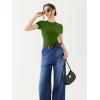 imageREORIA Womens Crew Neck Short Sleeve Tops Double Lined Slim Fit T Shirts Basic TeeDeep Green