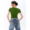 imageREORIA Womens Crew Neck Short Sleeve Tops Double Lined Slim Fit T Shirts Basic TeeDeep Green