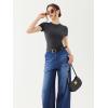 imageREORIA Womens Crew Neck Short Sleeve Tops Double Lined Slim Fit T Shirts Basic TeeDeep Grey