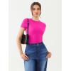 imageREORIA Womens Crew Neck Short Sleeve Tops Double Lined Slim Fit T Shirts Basic TeeRose Red
