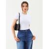 imageREORIA Womens Crew Neck Short Sleeve Tops Double Lined Slim Fit T Shirts Basic TeeWhite