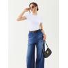 imageREORIA Womens Crew Neck Short Sleeve Tops Double Lined Slim Fit T Shirts Basic TeeWhite