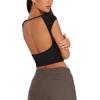 imageREORIA Womens Sexy Backless Going Out Crop Tops Double Lined T Shirts Open Back Y2k Trendy Crop TopsBlack