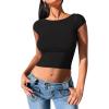 imageREORIA Womens Sexy Backless Going Out Crop Tops Double Lined T Shirts Open Back Y2k Trendy Crop TopsBlack