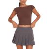 imageREORIA Womens Sexy Backless Going Out Crop Tops Double Lined T Shirts Open Back Y2k Trendy Crop TopsCoffee
